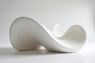 Abstrakte Porzellanskulptur mit glänzender Oberfläche